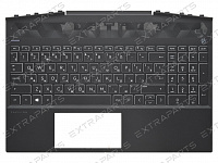 Топ-панель для HP Pavilion Gaming 15-dk черная с подсветкой (белые клавиши)