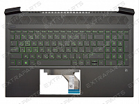 Топ-панель HP Pavilion Gaming 16-a черная с подсветкой (зеленые клавиши)
