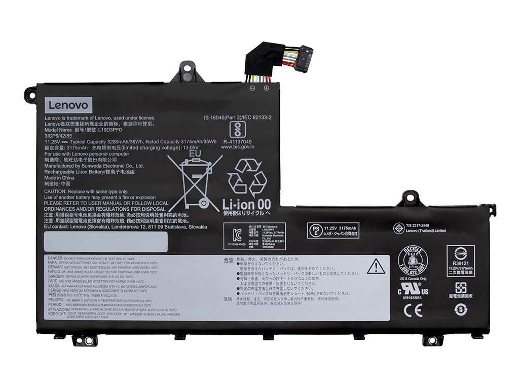 Аккумуляторная батарея для L19D3PF0 для ноутбука Lenovo (11.25V. 36Wh)
