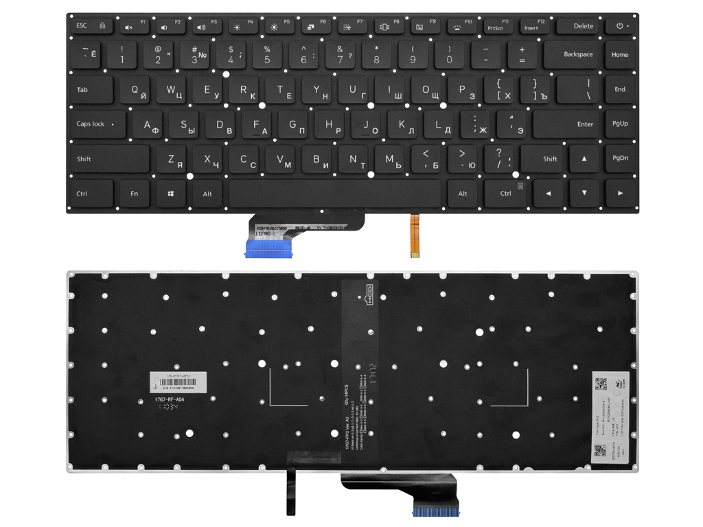 Клавиатура для ноутбука для ноутбука Xiaomi Mi Notebook Pro 15.6" черная с подсветкой