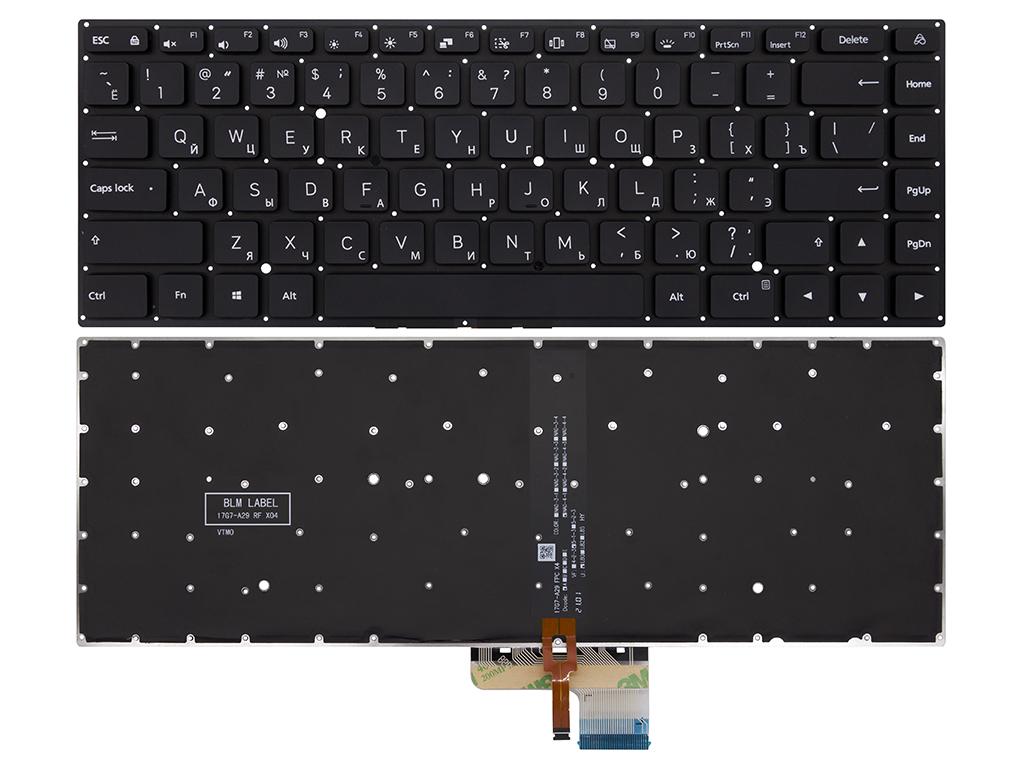 Клавиатура для ноутбука для ноутбука Xiaomi Mi RedmiBook Pro 15 XMA2007 черная с подсветкой