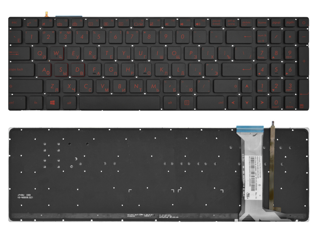Клавиатура для ноутбука Asus ROG GL552VW черная с подсветкой