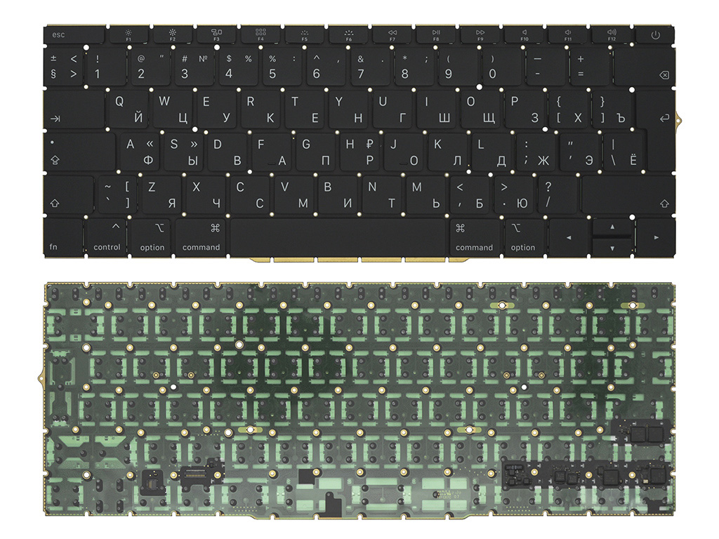 Клавиатура для ноутбука Apple MacBook Pro 13" A1708 черная с подсветкой (вертикальный Enter)
