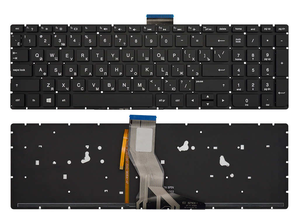 Клавиатура для ноутбука HP Pavilion 15-dp черная с подсветкой
