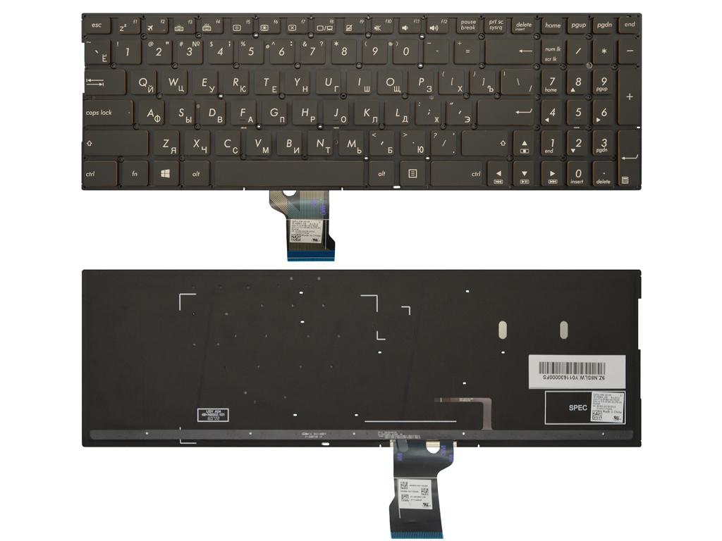 Клавиатура для ноутбука ASUS ZenBook Flip UX560UX черная с подсветкой