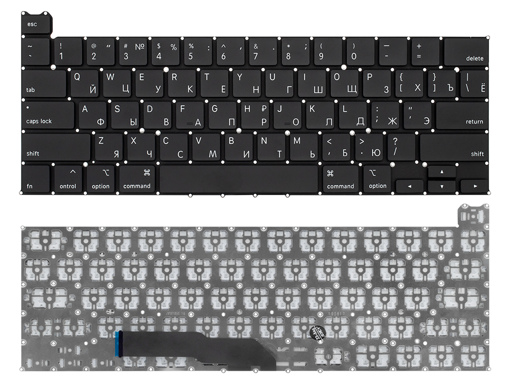 Клавиатура для ноутбука для Apple MacBook Pro 13" Retina A2251 Mid 2020 черная (горизонтальный Enter)
