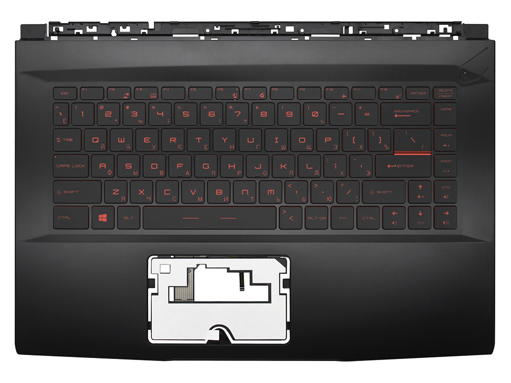 Клавиатура для ноутбука MSI GF63 8RD черная топ-панель с красной подсветкой