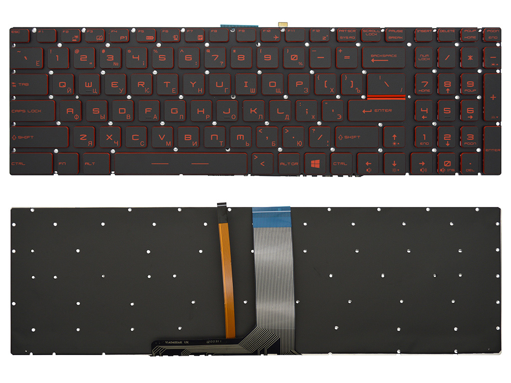 Клавиатура для ноутбука MSI GV62 7RD черная c красной подсветкой