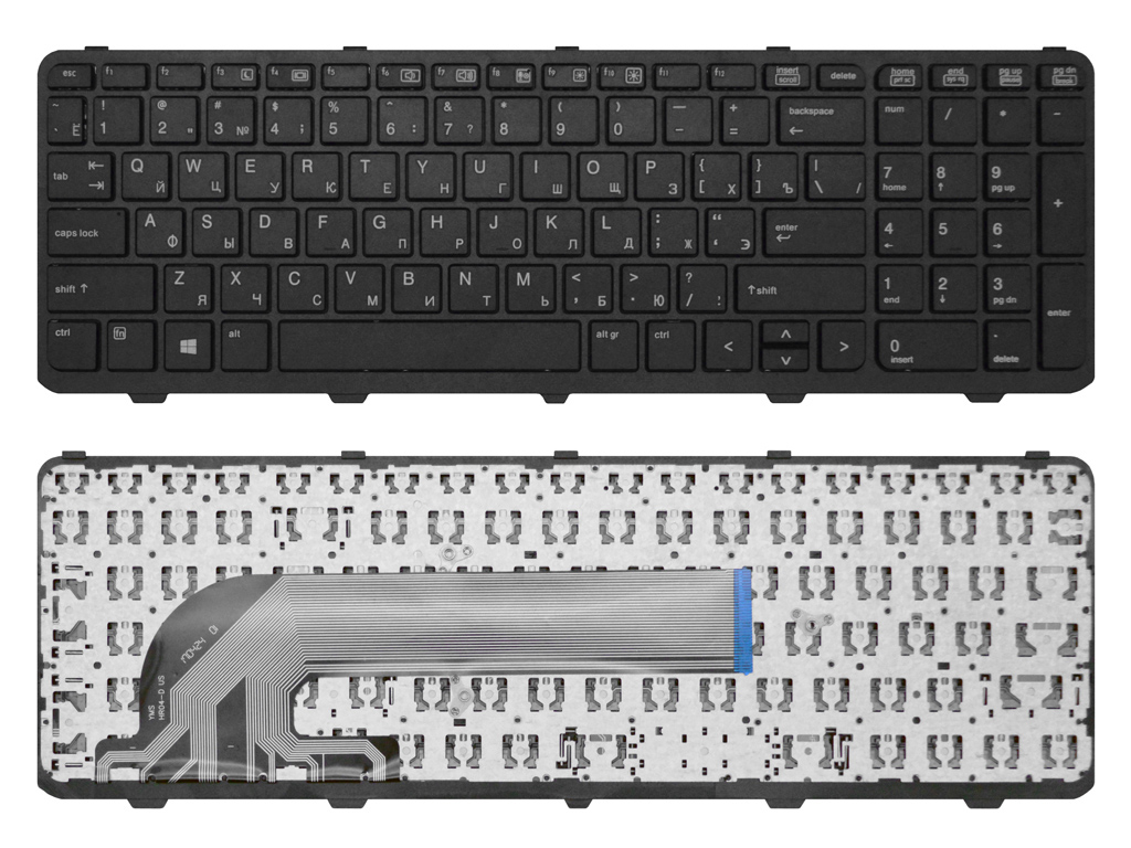 Клавиатура для ноутбука HP ProBook 450 черная с рамкой