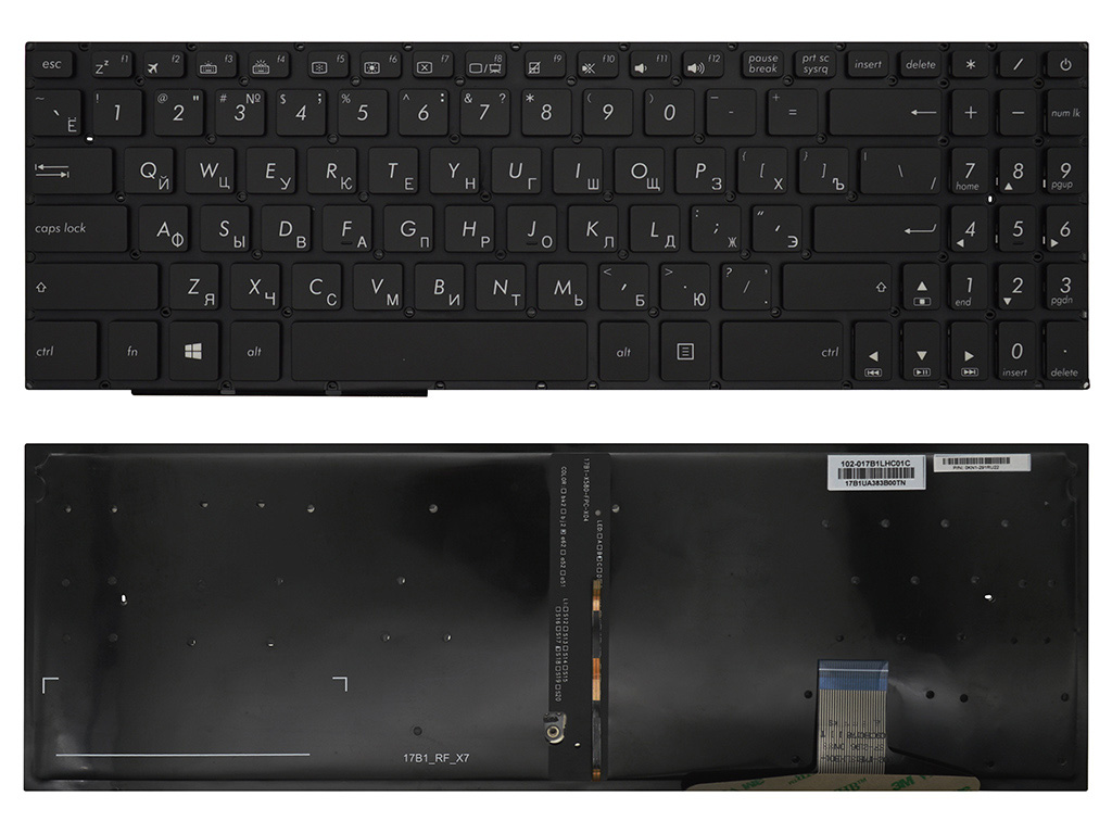 Клавиатура для ноутбука Asus VivoBook Pro 15 N580GD черная с подсветкой