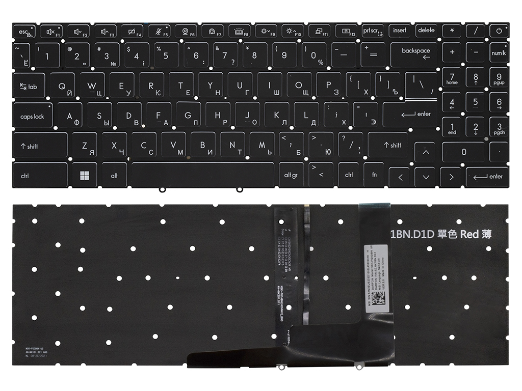 Клавиатура для ноутбука для MSI CreatorPro Z16P B12UGST черная c белой подсветкой
