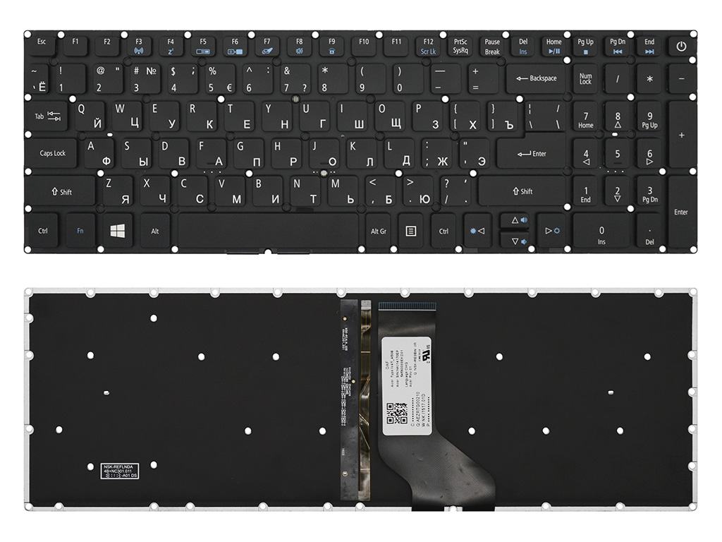 Клавиатура для ноутбука LV5P-A50BWL для Acer черная с подсветкой (оригинал)