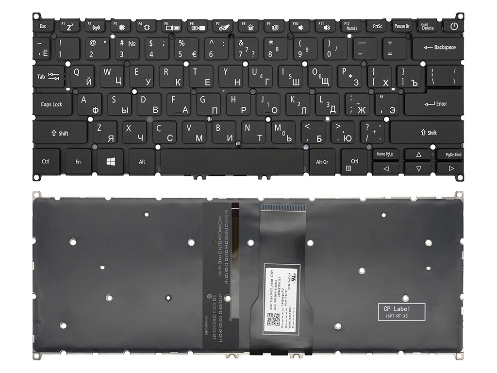 Клавиатура для ноутбука для SV3P_A80BWL для Acer черная с подсветкой
