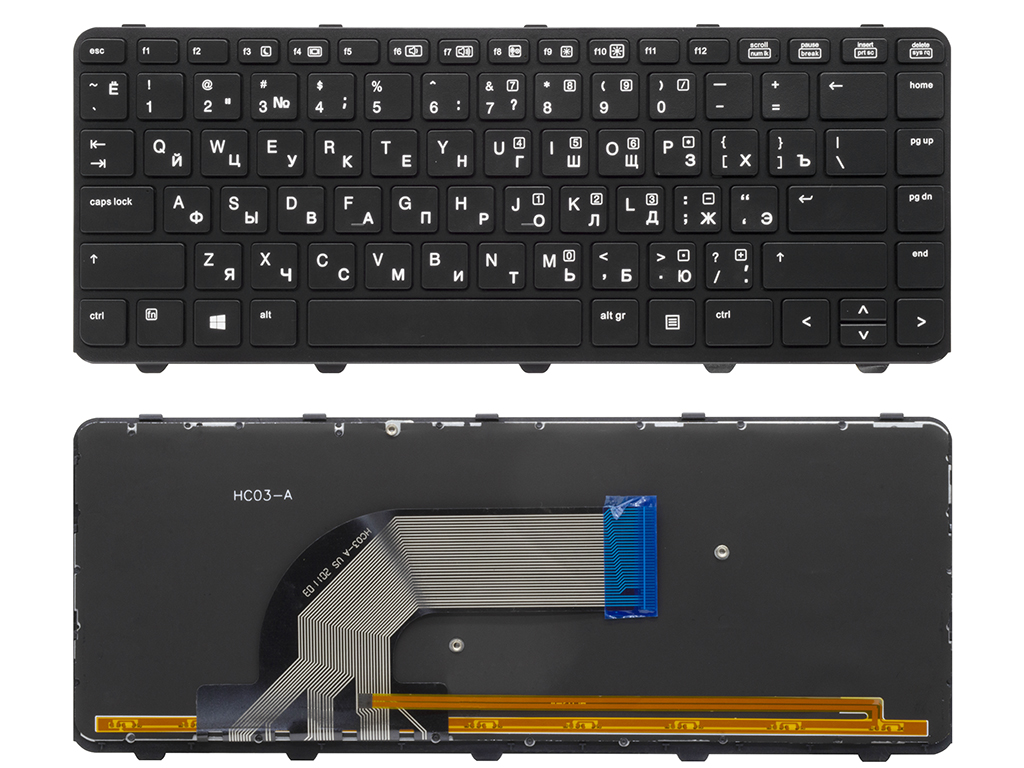 Клавиатура для ноутбука для HP ProBook 640 G1 черная с подсветкой V.1