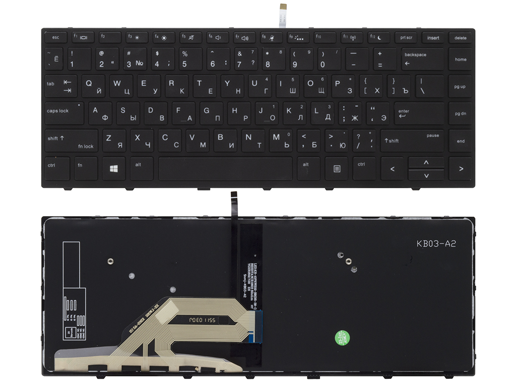 Клавиатура для ноутбука для HP Probook X360 440 G1 черная с подсветкой