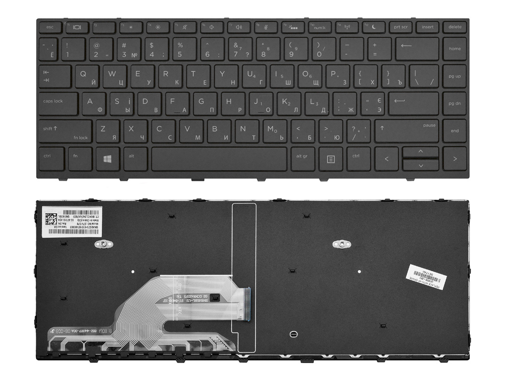 Клавиатура для ноутбука HP ProBook 640 G4 черная с рамкой
