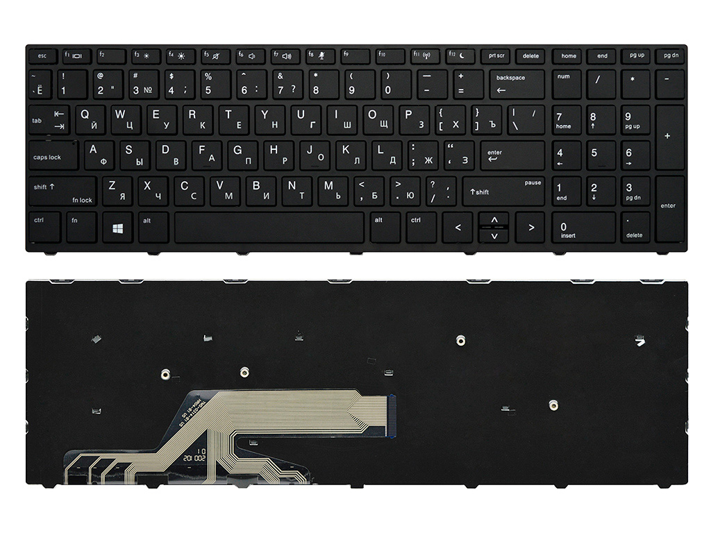 Клавиатура для ноутбука HP ProBook 450 G5 черная с рамкой