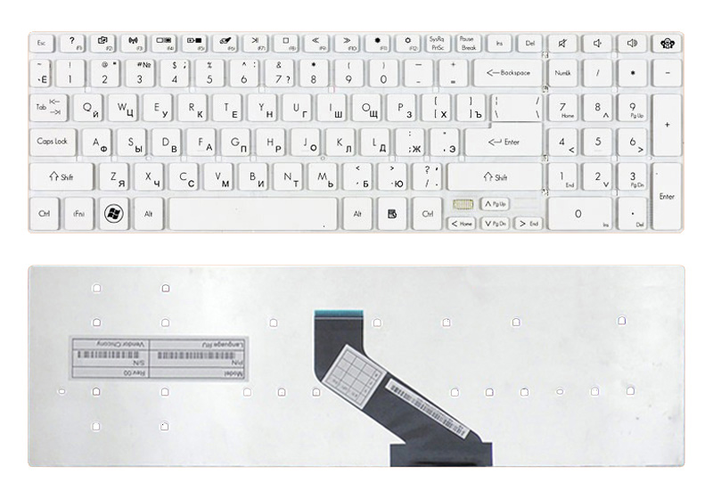 Клавиатура для ноутбука PACKARD BELL TS11 белая