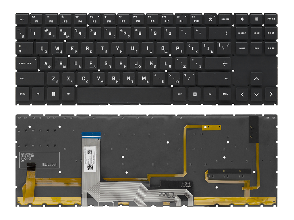 Клавиатура для ноутбука HP Omen 16-k  черная с RGB-подсветкой