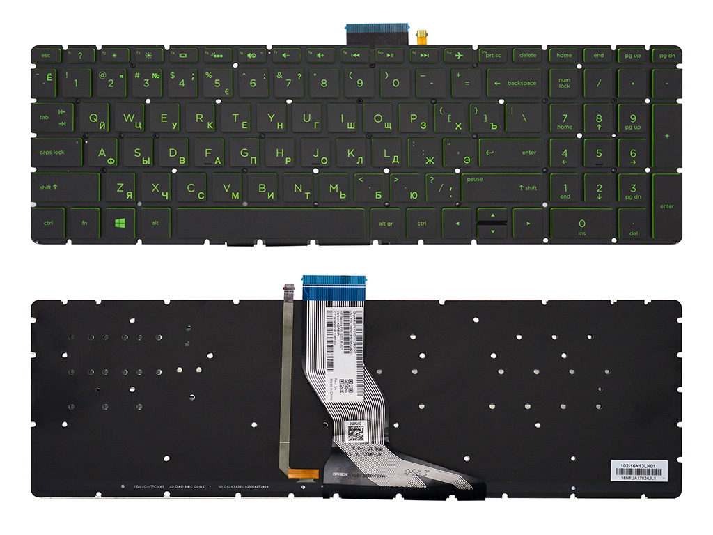 Клавиатура для ноутбука HP Pavilion Power 15-cb черная с подсветкой