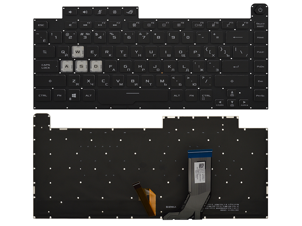 Клавиатура для ноутбука Asus ROG Strix G G531GT черная с RGB-подсветкой (4-зонная)
