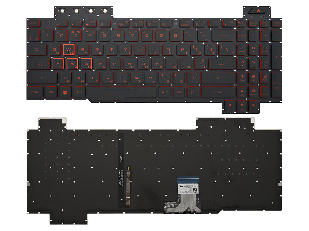 Клавиатура для ноутбука Asus TUF Gaming FX705DT черная с красной подсветкой