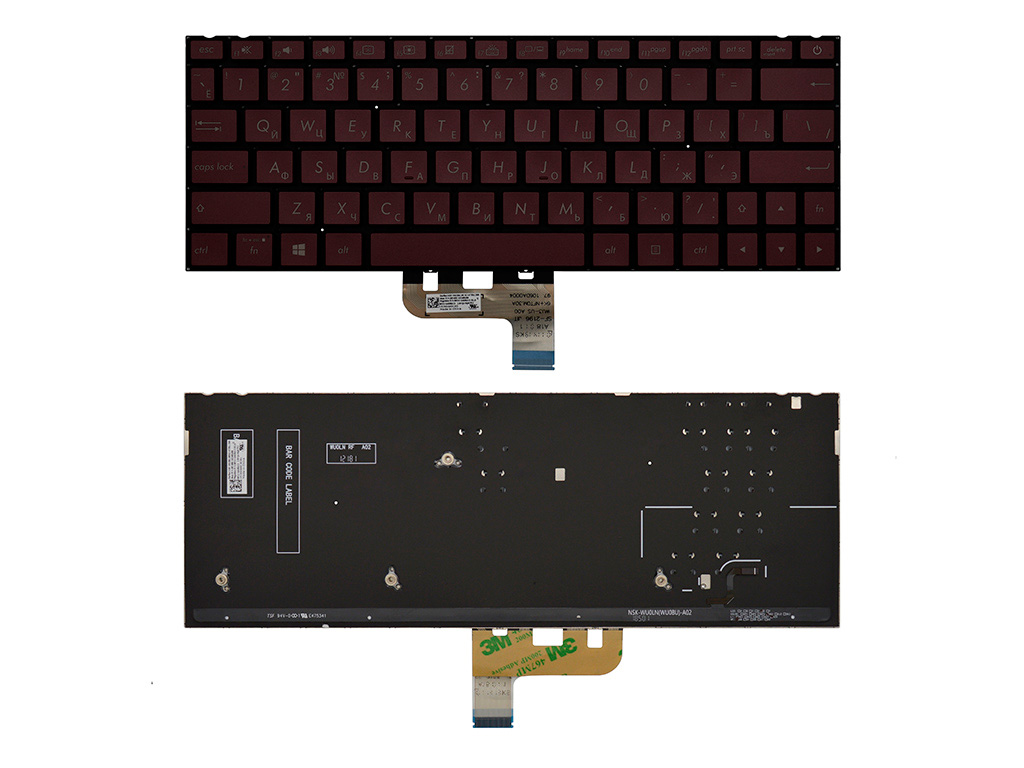 Клавиатура для ноутбука Asus ZenBook 13 UX333FA красная с подсветкой