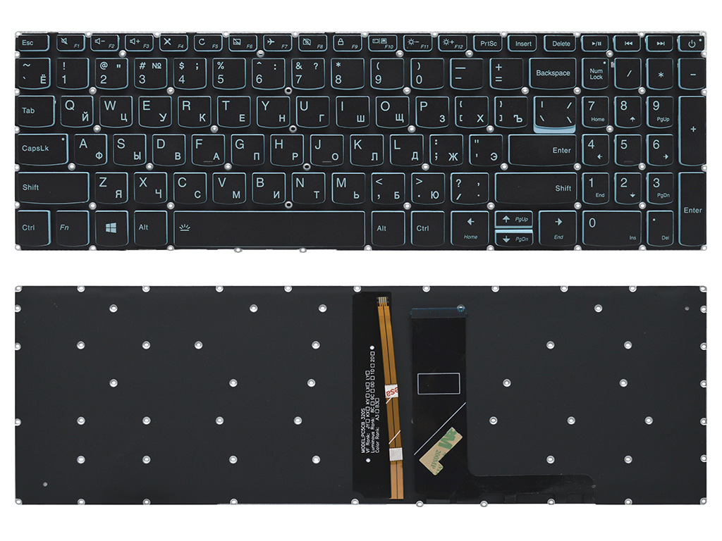 Клавиатура для ноутбука для Lenovo IdeaPad Gaming L340-15IRH черная с подсветкой