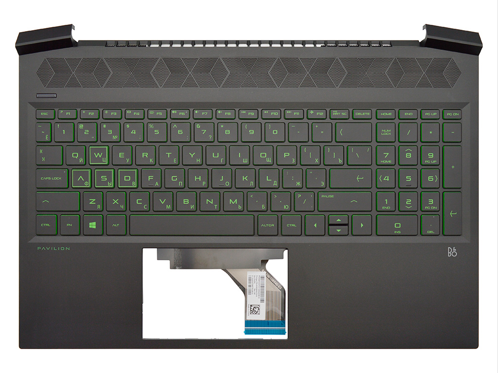 Топ-панель HP Pavilion Gaming 16-a черная с подсветкой (зеленые клавиши)