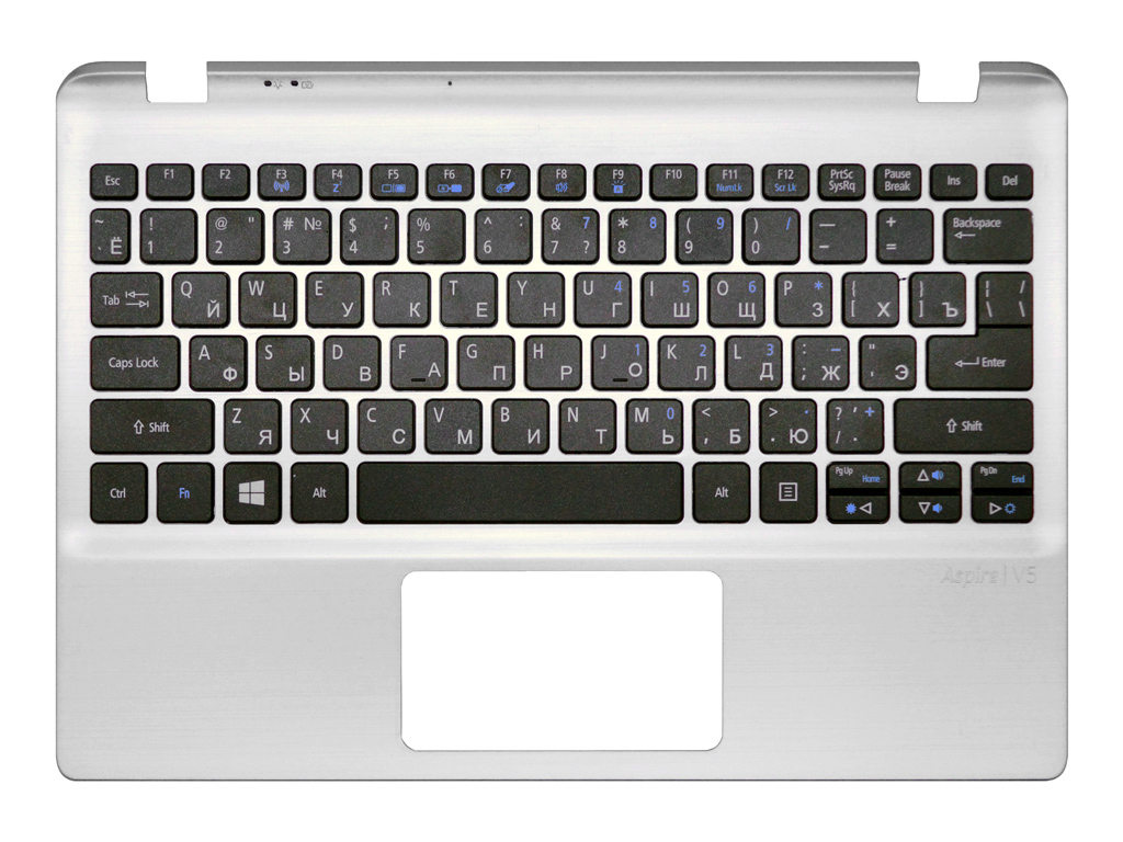 Клавиатура для ноутбука ACER Aspire V5-122P серебряная топ-панель с подсветкой