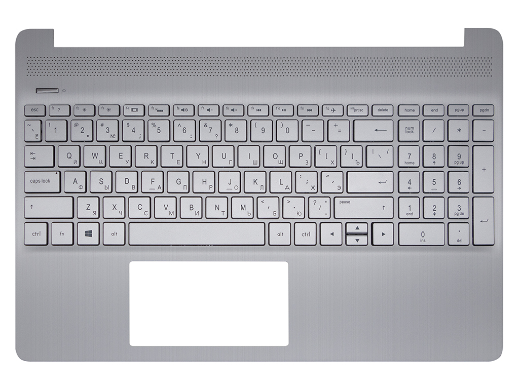 Топ-панель HP 15-dy серебряная без подсветки (для моделей без сканера отпечатка)
