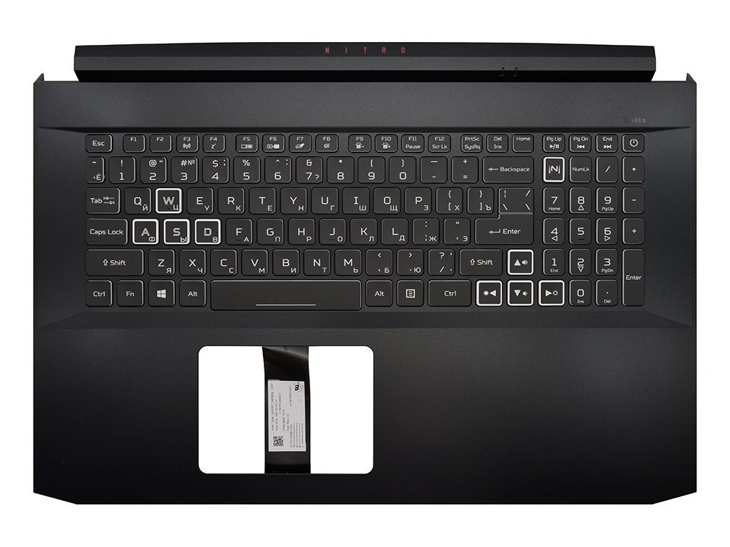 Топ-панель Acer Nitro 5 AN517-52 черная с RGB-подсветкой (GTX1660/RTX2060) широкий шлейф клавиатуры