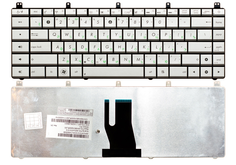 Клавиатура для ноутбука ASUS N45 серебро