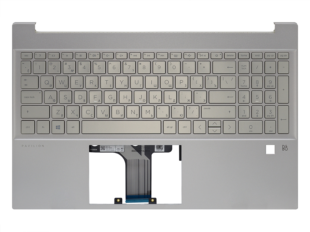 Топ-панель HP Pavilion 15-eh серебряная (для моделей со сканером отпечатка)