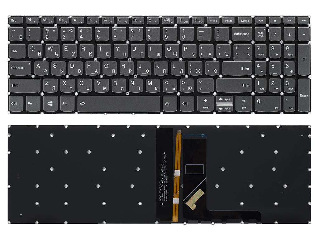 Клавиатура для ноутбука PC5CB-RU для Lenovo серая с подсветкой