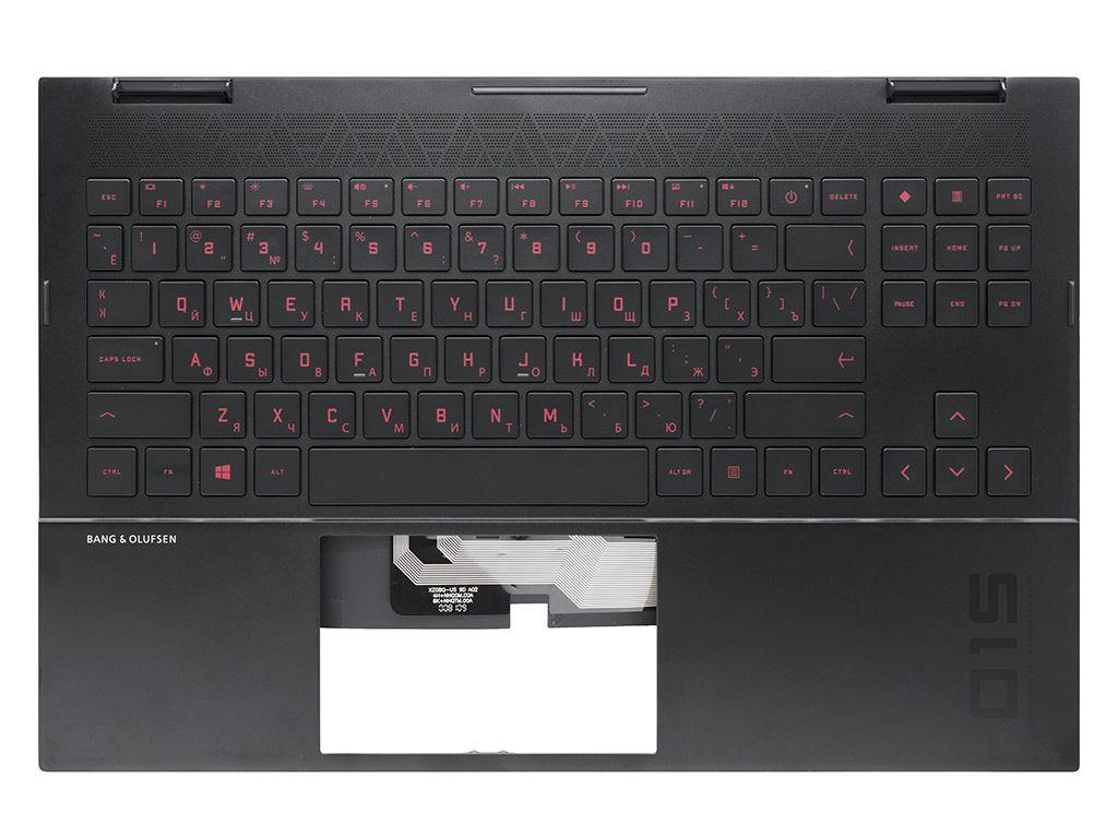 Топ-панель HP OMEN 15-ek черная (с красной подсветкой)