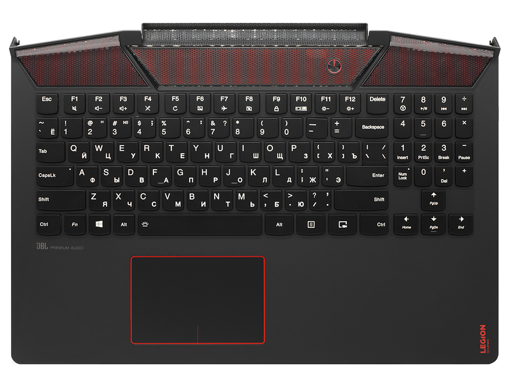 Топ-панель для Lenovo Legion Y720-15IKB черная с белой подсветкой