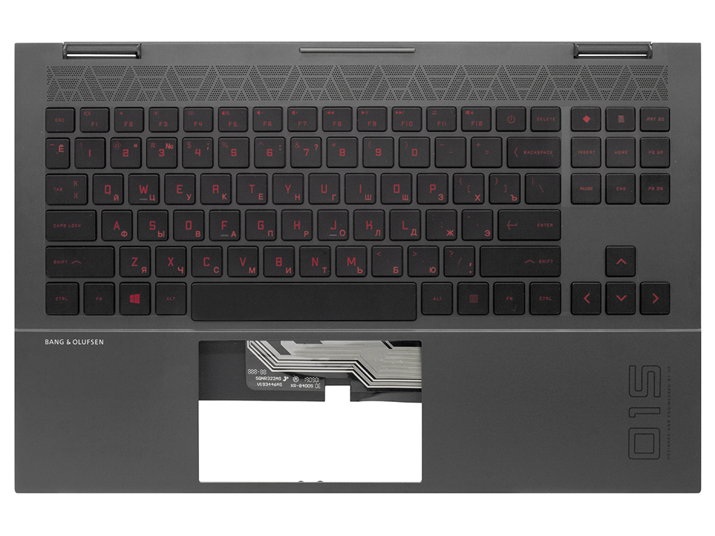 Топ-панель HP OMEN 15-ek темно-серая (с красной подсветкой)