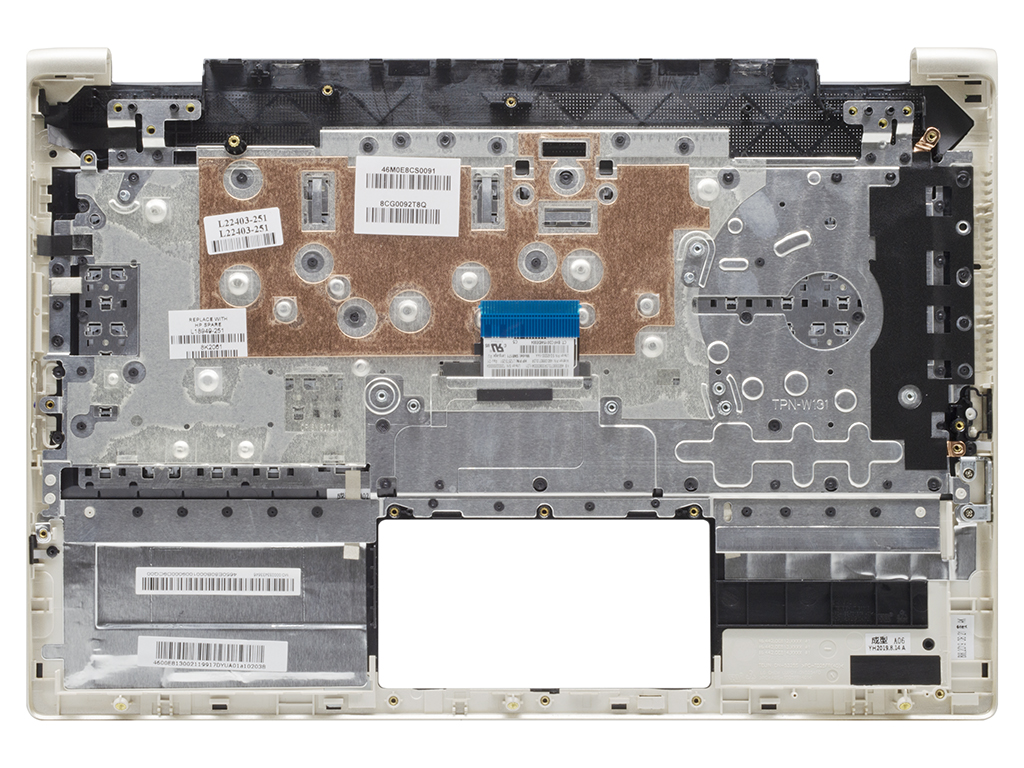 Топ-панель для HP Pavilion x360 14-dd черная с золотой окантовкой (для моделей без сканера отпечатка)
