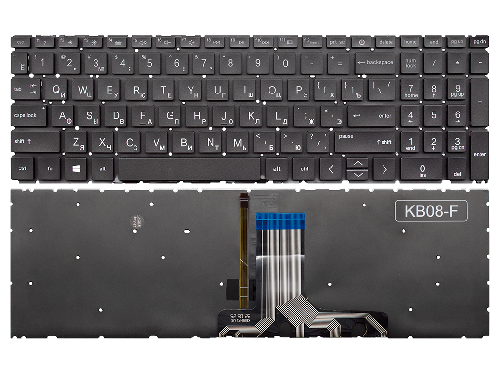 Клавиатура для ноутбука для HP 17-cn черная с подсветкой