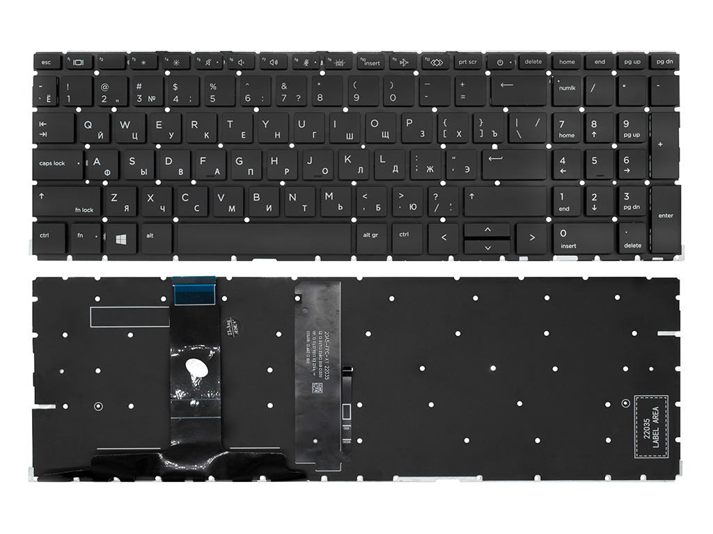 Клавиатура для ноутбука для HP ProBook 450 G10 черная с подсветкой