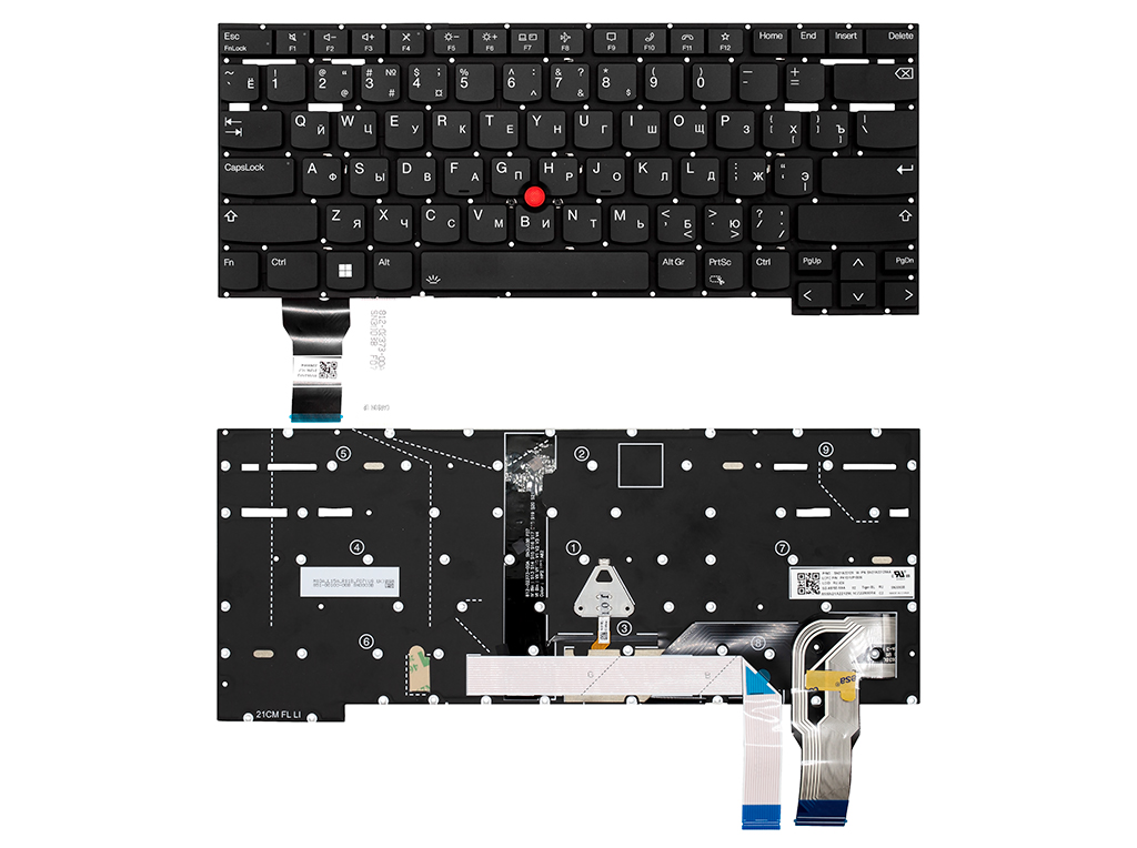 Клавиатура для ноутбука для Lenovo ThinkPad X1 Extreme (4th gen) черная с подсветкой