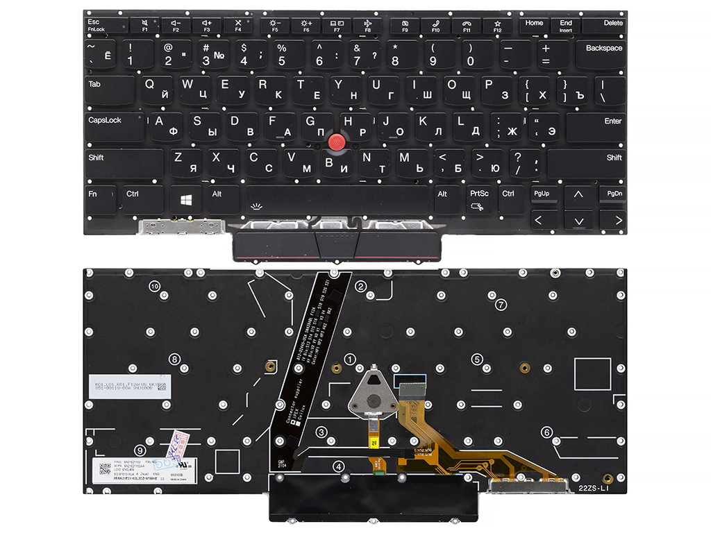 Клавиатура для ноутбука для Lenovo ThinkPad X1 Nano (3rd gen) черная с подсветкой