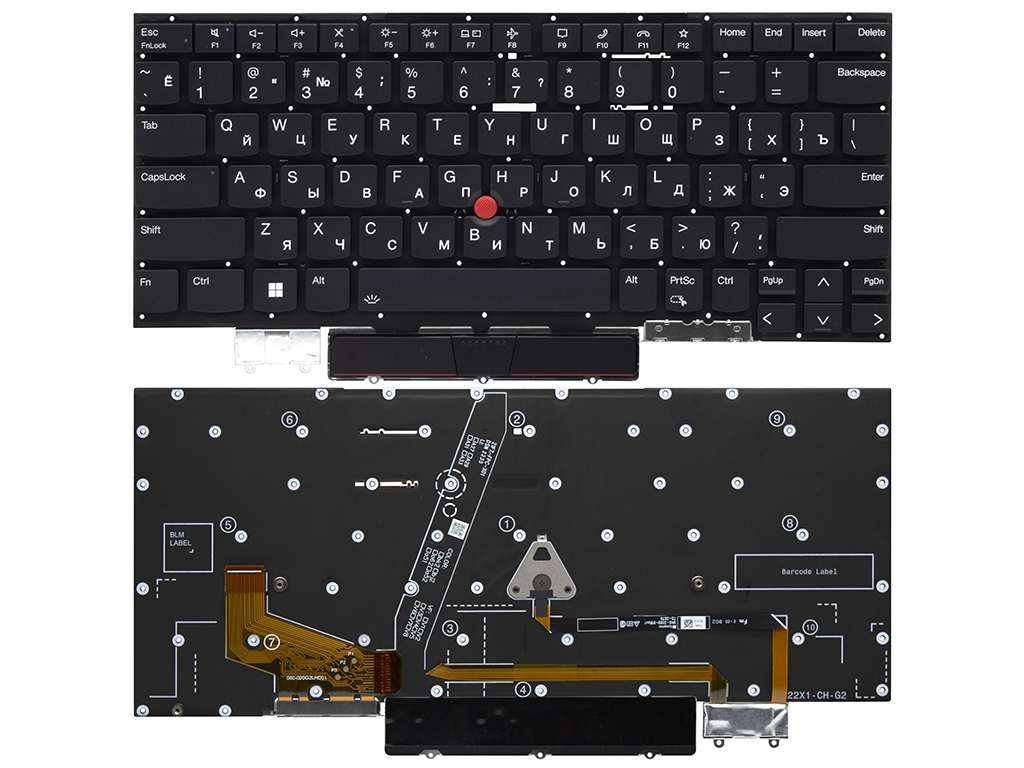 Клавиатура для ноутбука для Lenovo ThinkPad X1 Carbon (9th gen) черная с подсветкой