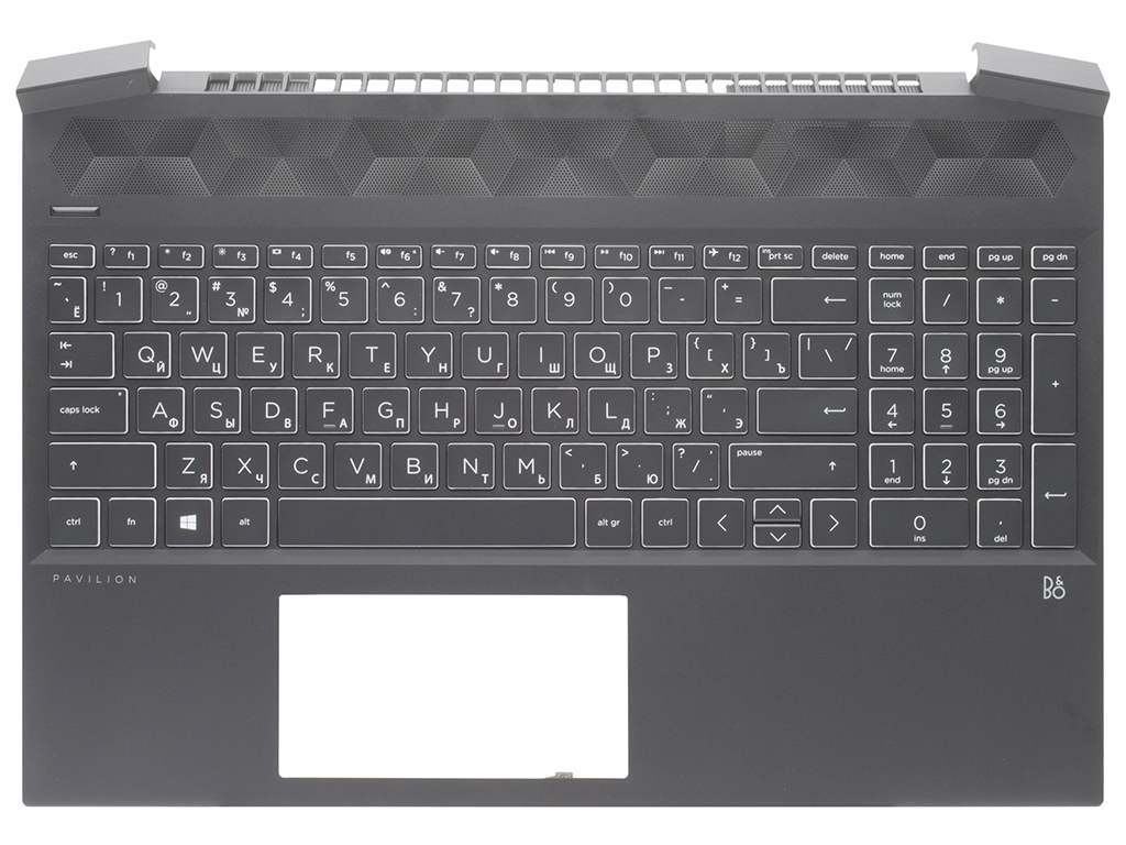 Топ-панель для HP Pavilion Gaming 15-ec черная без подсветки (белые клавиши)