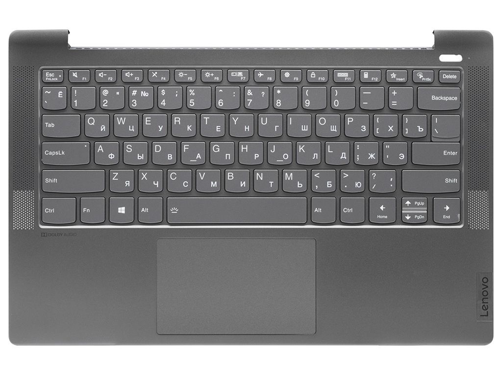 Топ-панель для Lenovo IdeaPad 5 14ITL05 темно-серая (5-я серия!) металлическая для моделей со сканером отпечатка