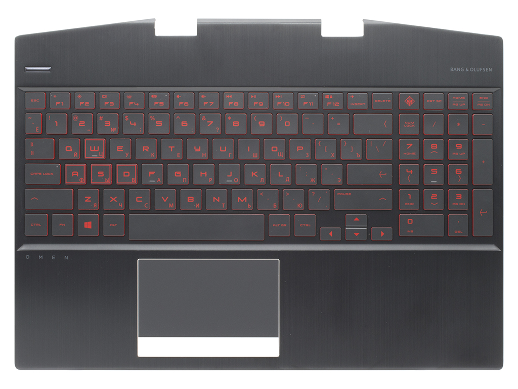 Топ-панель для  HP Omen 15-dh черная с подсветкой (красные клавиши)