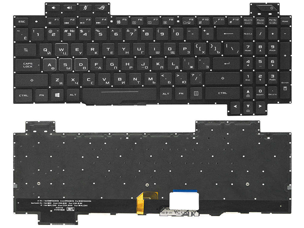 Клавиатура для ноутбука Asus ROG Strix SCAR GL703GM с RGB-подсветкой (4-зонная)