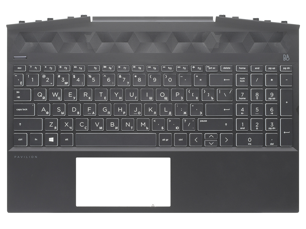 Топ-панель для HP Pavilion Gaming 15-dk черная без подсветки (белые клавиши)