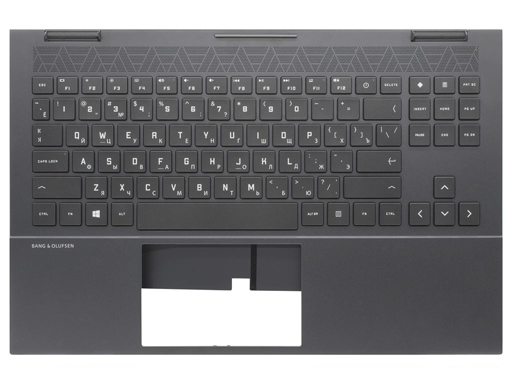 Топ-панель для HP OMEN 15-ek темно-серая (с белой подсветкой)